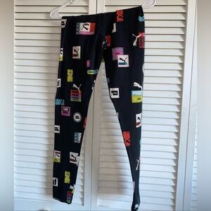 Vintage Rare Puma logo black gym workout leggings S